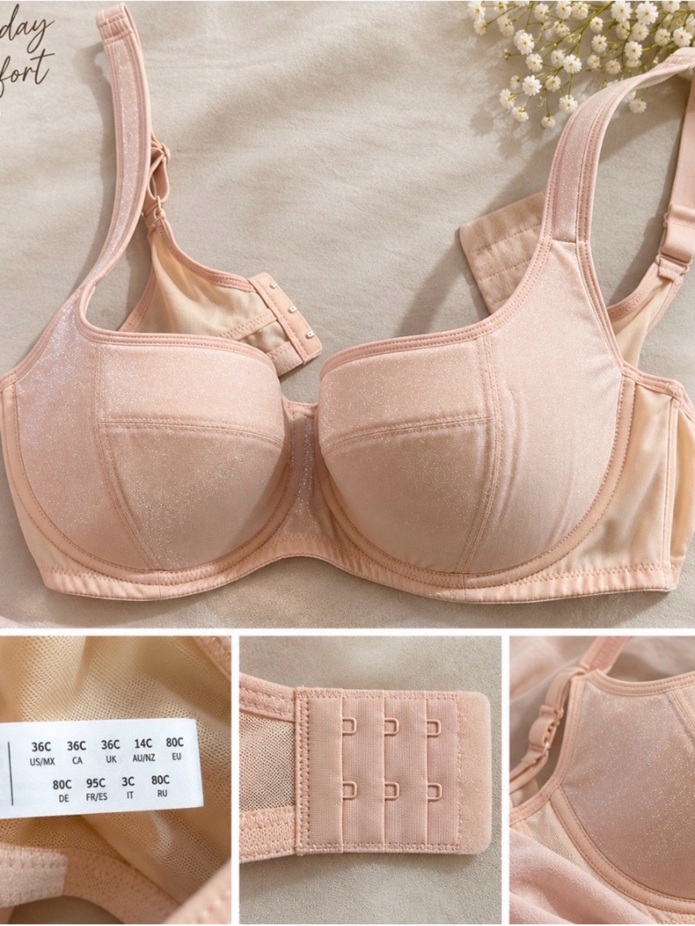Everyday Support Bra in Nude Pink with Light Shimmer